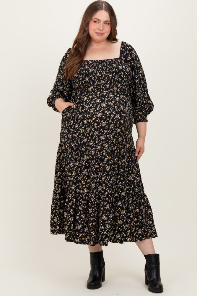 plus size long sleeve maxi dress Black Floral Smocked Maternity ASOS DESIGN chiffon shirred 100% polyester Care instructions sale-20241216 Color:Ivory/Ivory Glitter