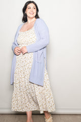 Cream Floral Smocked Long Sleeve Plus Maxi Dress