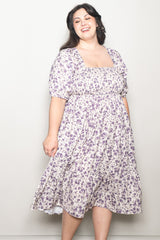 Cream Floral Smocked Maternity Plus Midi Dress