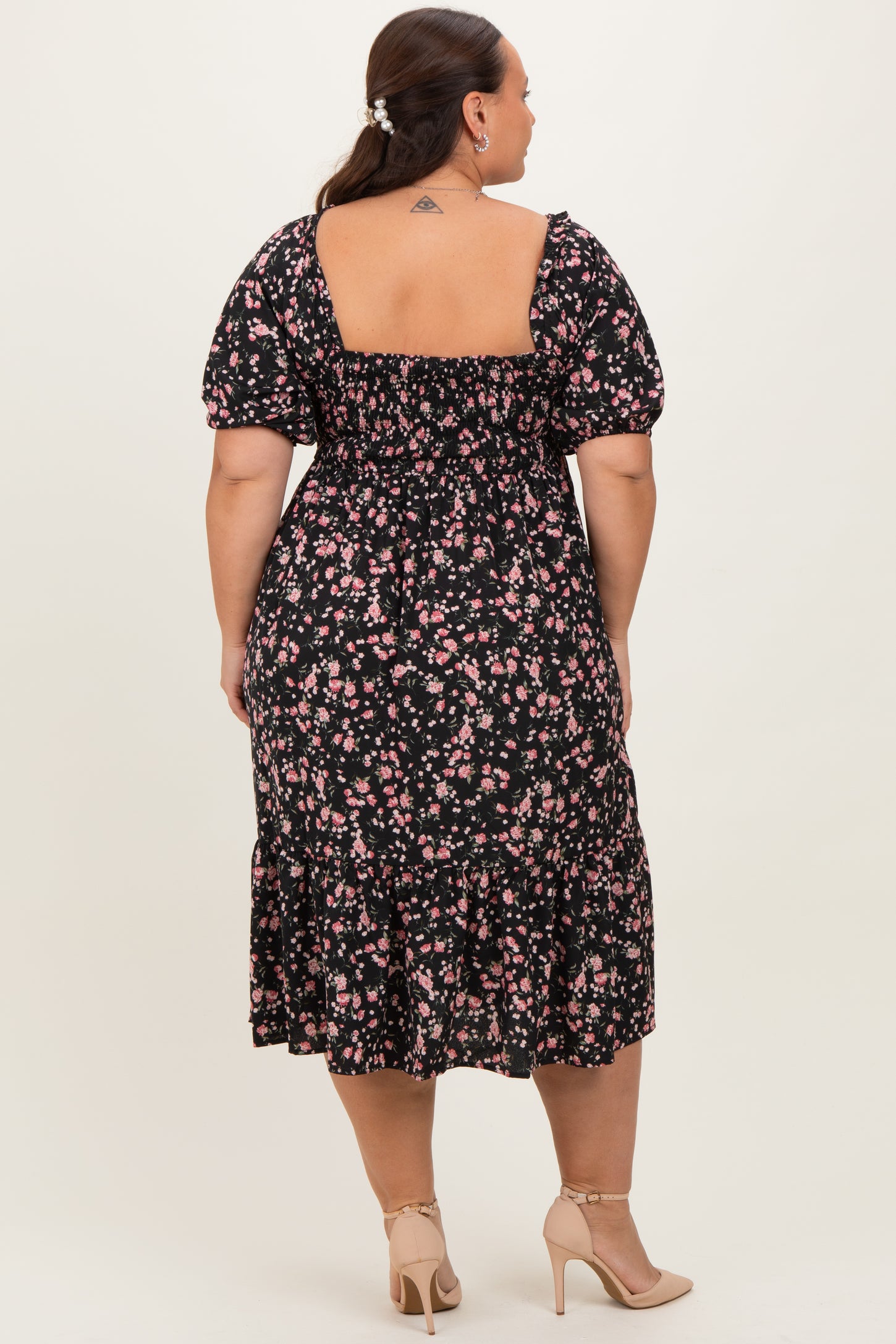 plus size smocked midi dress Plus Size Smocked Midi Dress For Women, Short Sleeve Flowy Maxi Dress With Pockets, Solid Color Casual Summer Beach Dress, Comfy Plus Size Dresses Blue 2XL