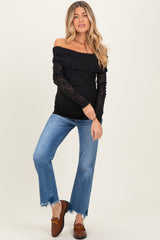 Black Lace Off Shoulder Long Sleeve Maternity Top
