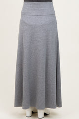 Heather Grey Ribbed Maternity Maxi Skirt