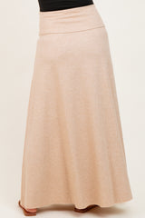 Beige Ribbed Maternity Maxi Skirt
