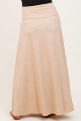 Beige Ribbed Maternity Maxi Skirt