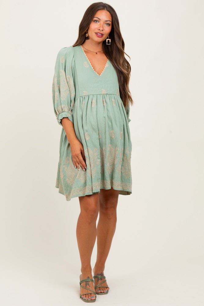 green emerald velvet dress Bubble Hem Shirt Dress Olive Olive / Small main image 1