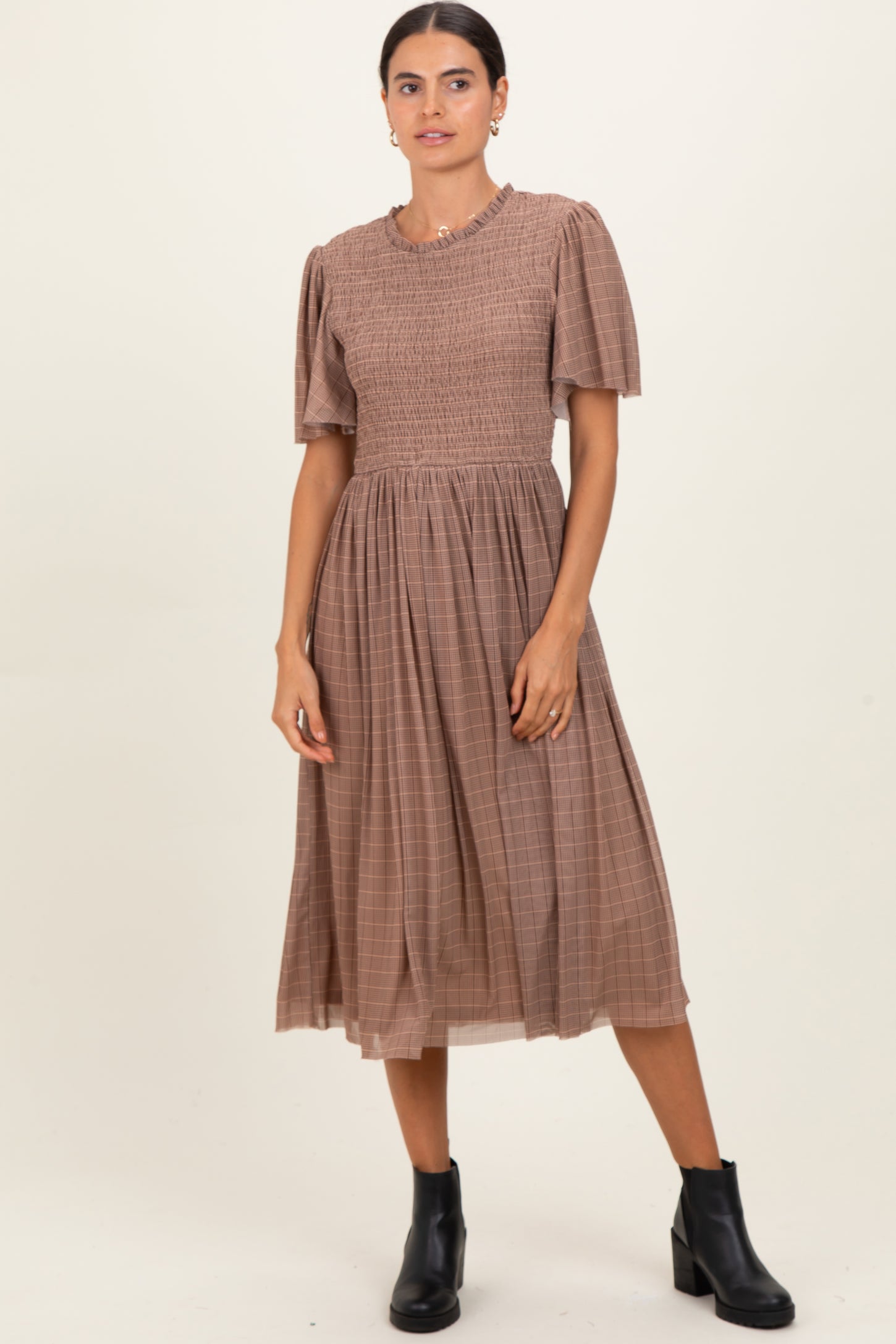 plaid mesh dress Paula Checkered Mesh Maxi Dress