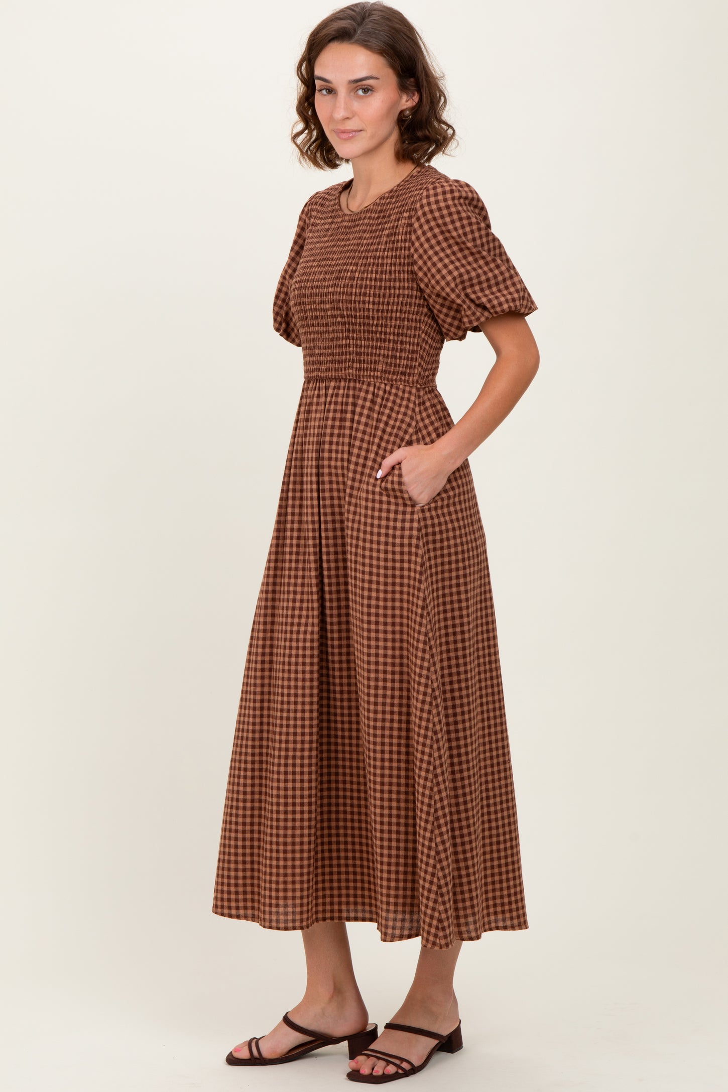 brown tiered midi dress Brown Tiered Halter Midi Dress | Womens | X-Large (Available in M, L) | 100% Rayon