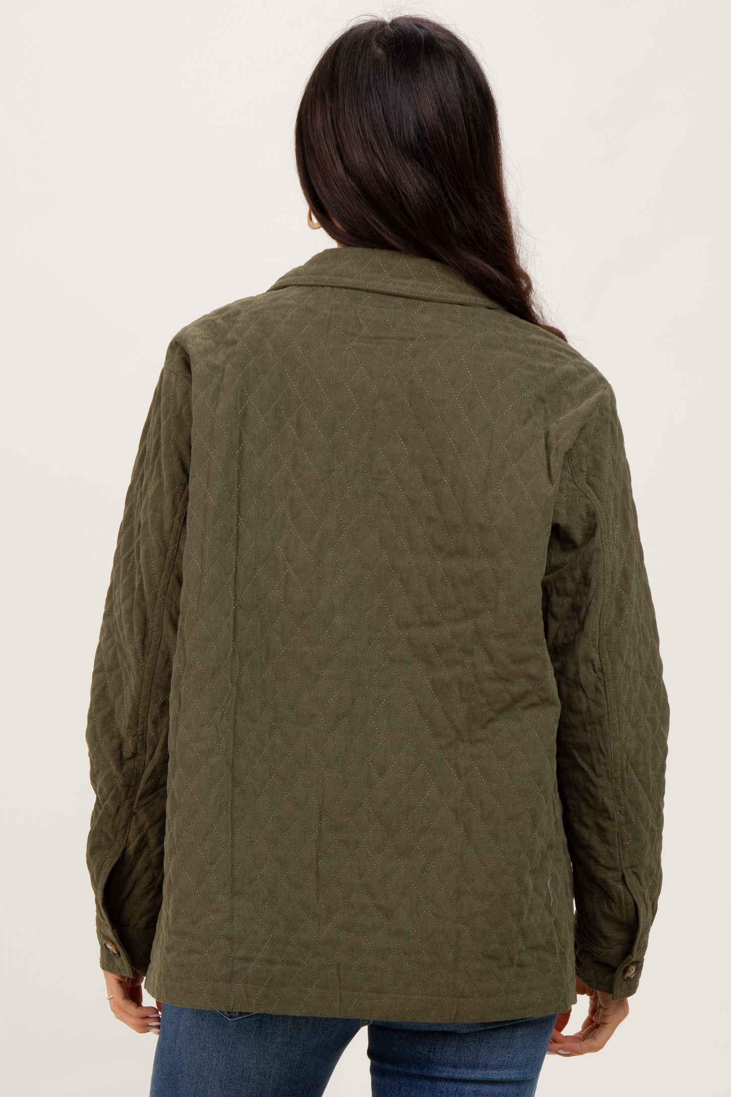 Olive Quilted Button Jacket