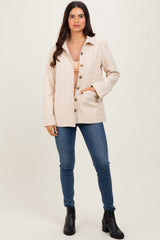 Cream Quilted Button Jacket