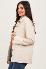 Cream Quilted Button Jacket
