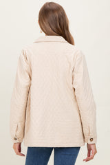 Cream Quilted Button Maternity Jacket