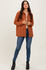 Rust Quilted Button Jacket