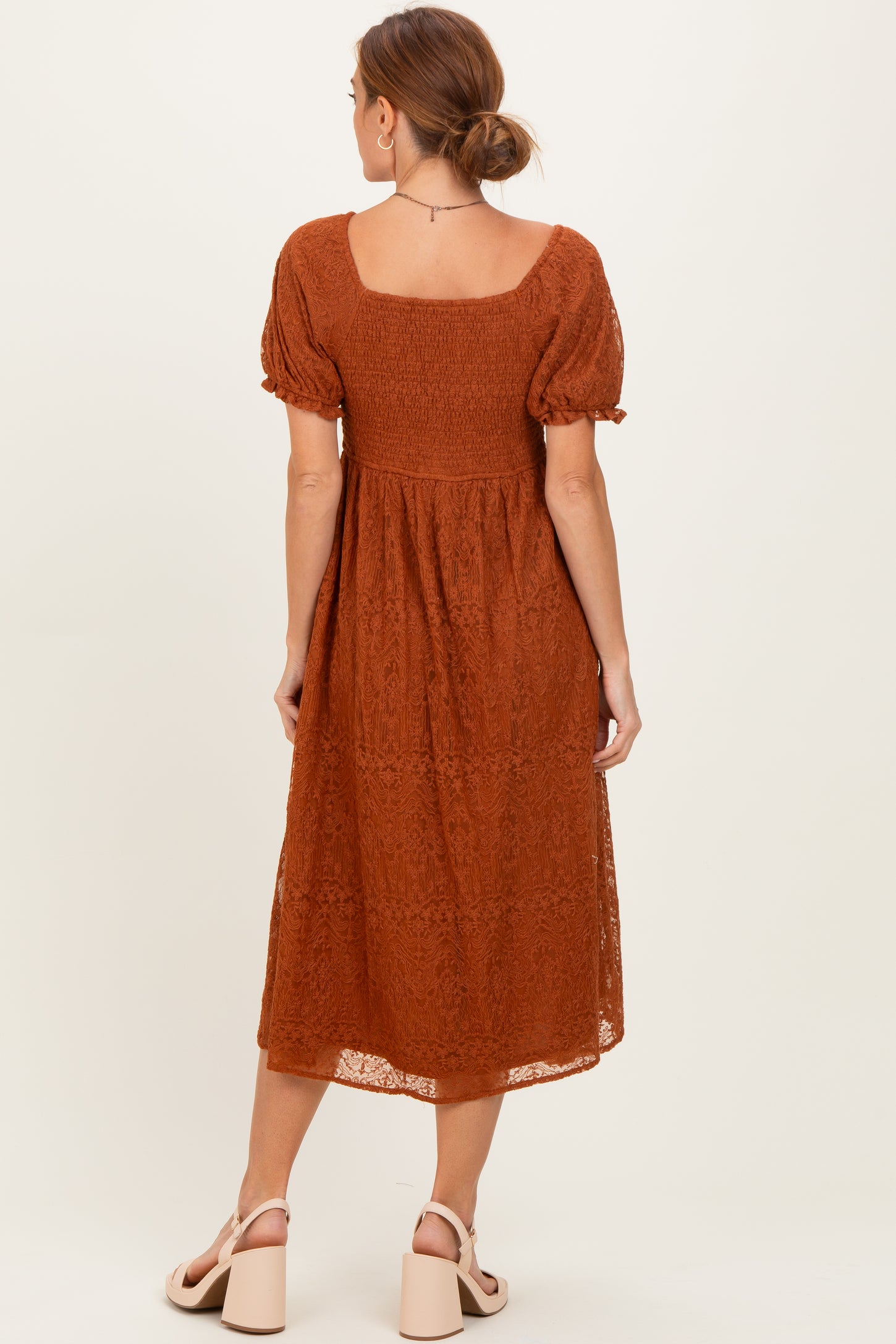 rust dress short Exceptional Design Rust Orange Pleated Tie-Back Mini Dress