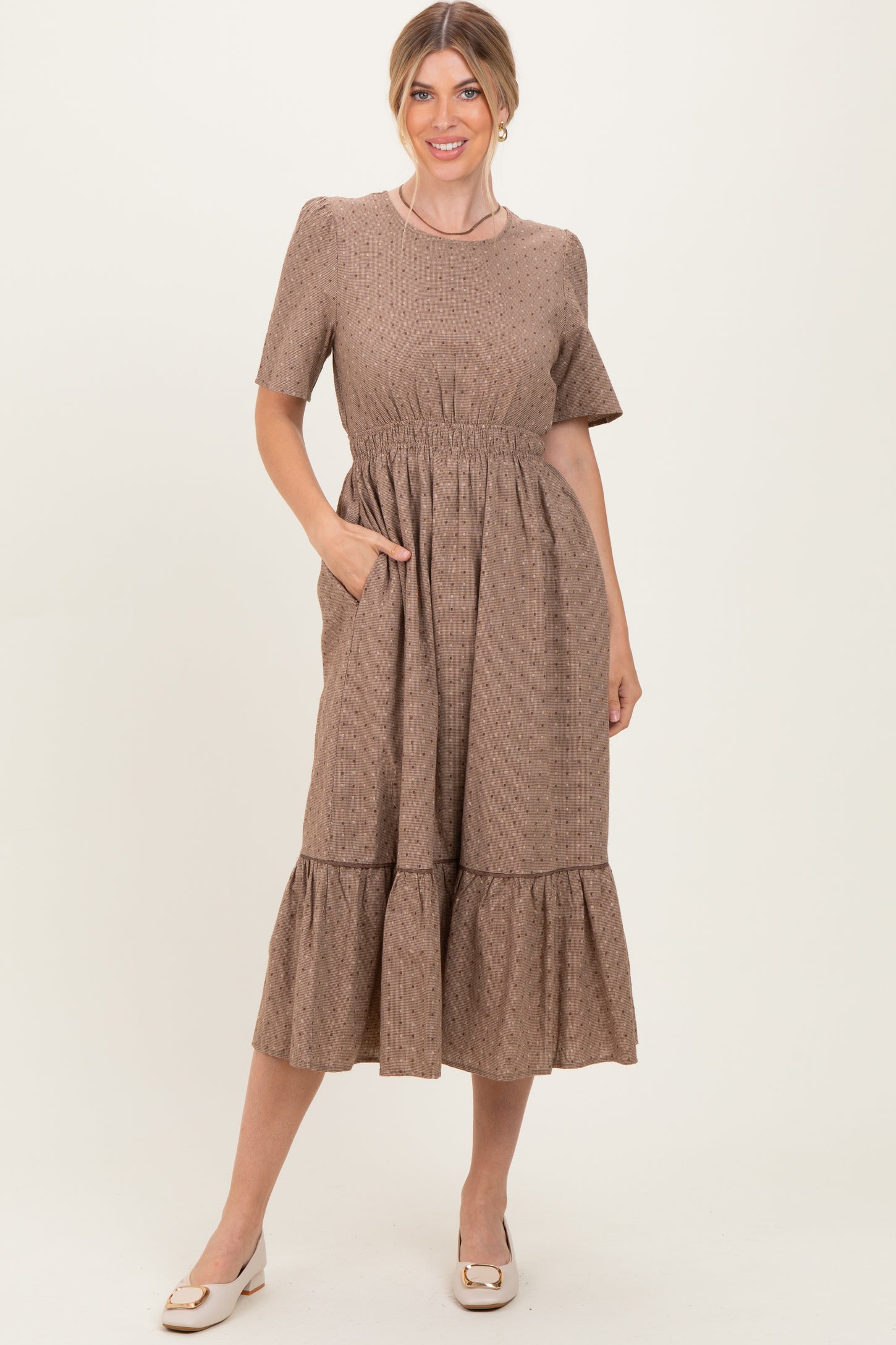 houndstooth dress midi self-portrait - Houndstooth Tailored Midi Dress