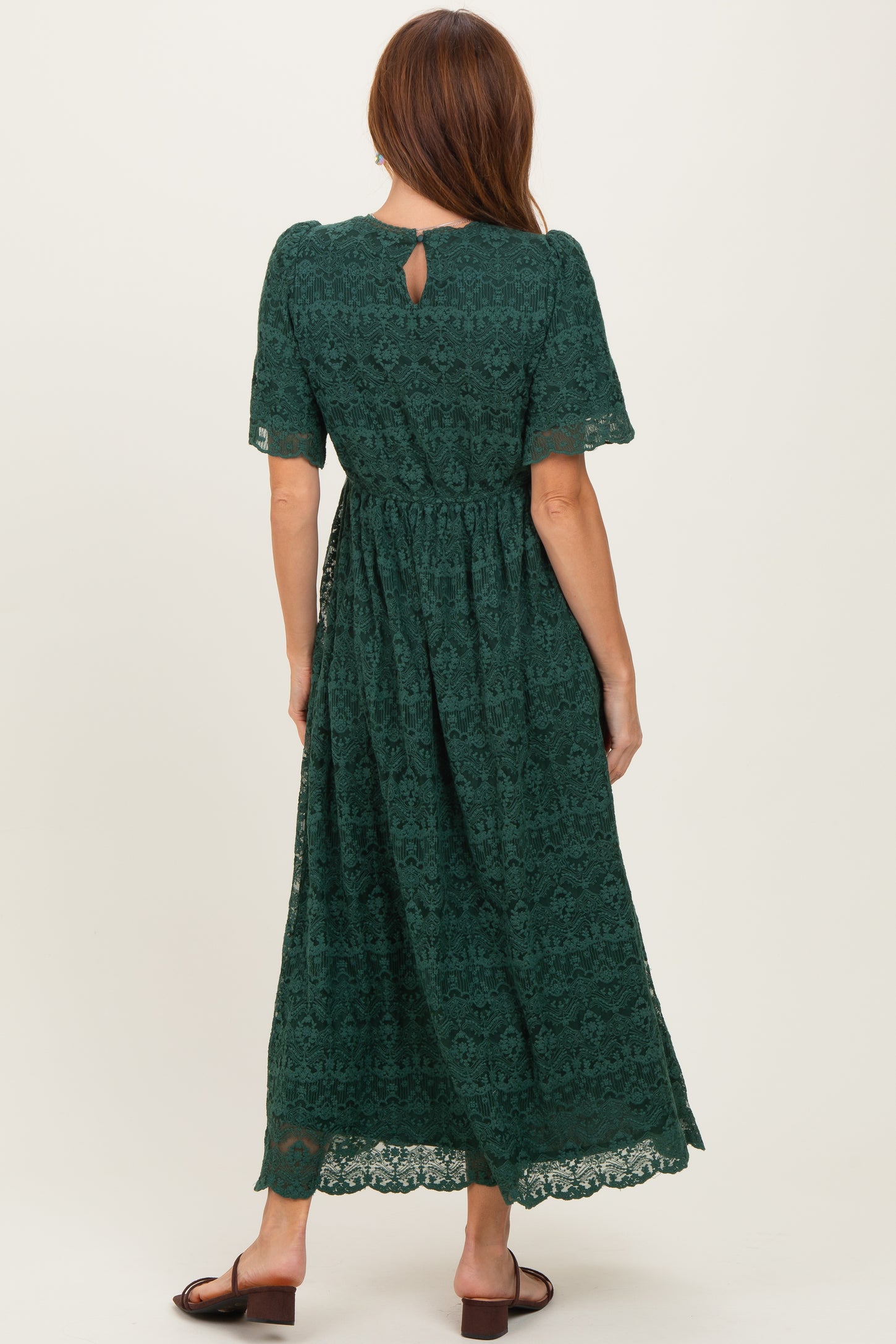 Forest Green Floral Lace Midi Dress PinkBlush Forest Green Floral Lace Midi Dress PinkBlush