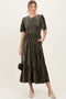 Olive Smocked Velvet MIdi Dress