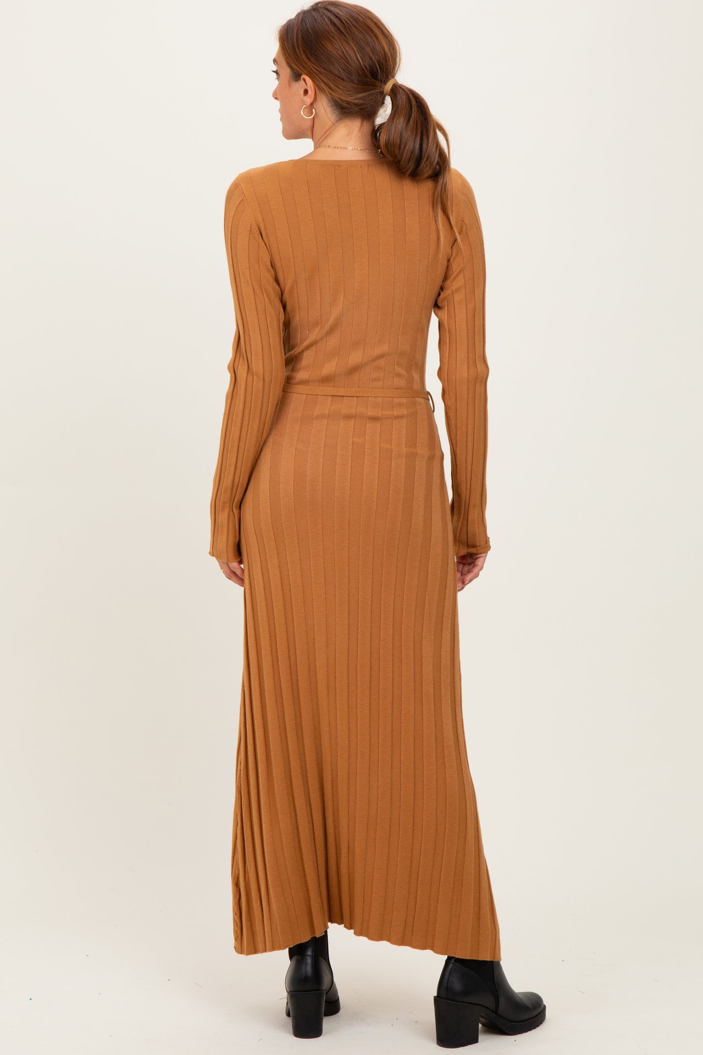 camel ribbed midi dress Kali Ribbed Midi Dress in Camel