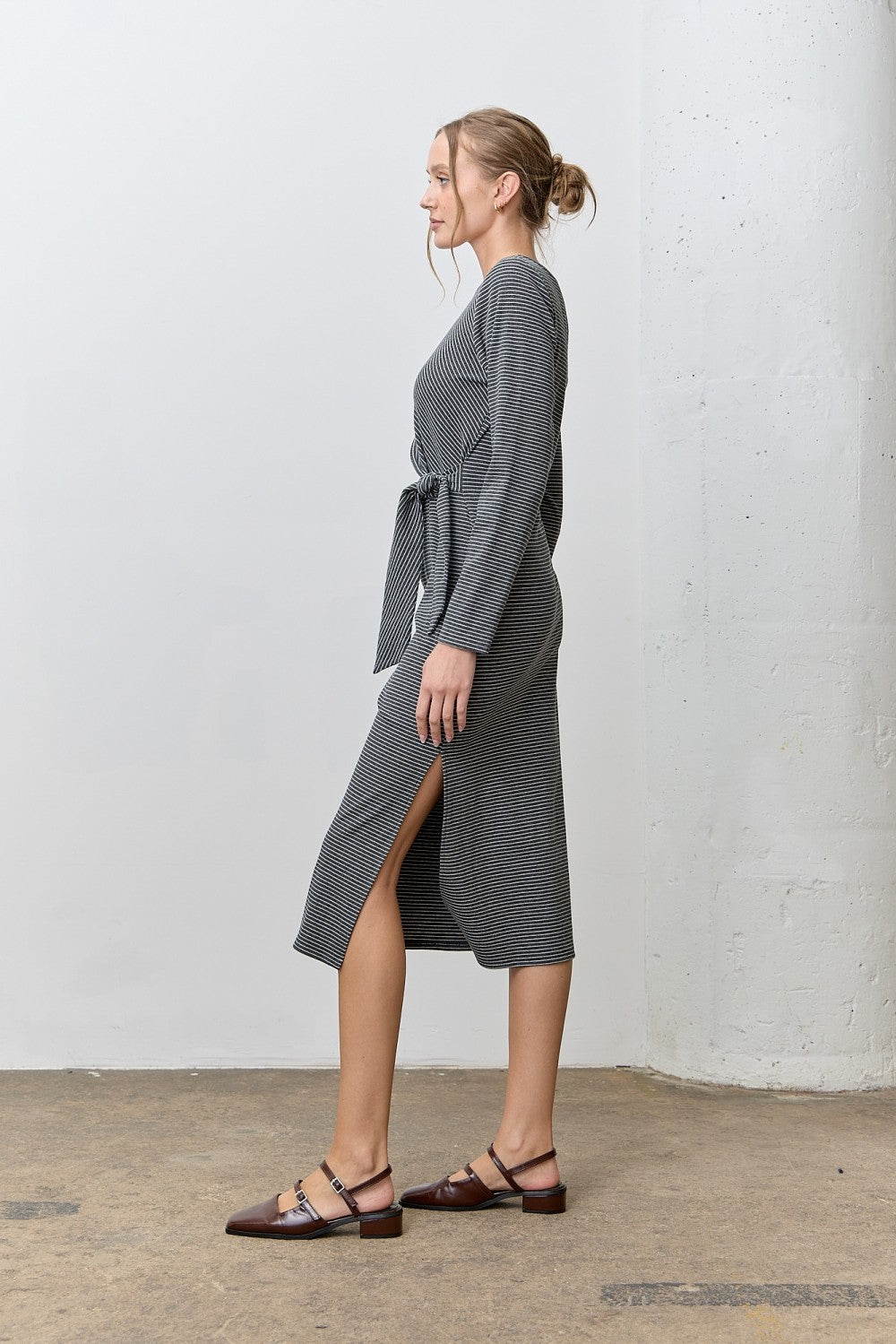side tie dress midi Women's Stretch Cotton Jersey Side Tie Midi Dress in Chile, Size XS by Quince