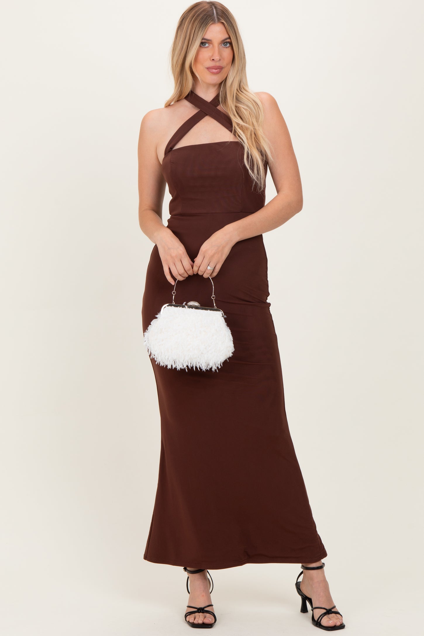 Brown Halter Neck Maxi Dress Brown Halter Neck Maxi Dress
