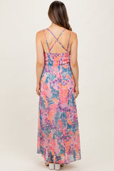 Coral Floral Strappy Back Maternity Maxi Dress