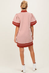 Rust Striped Contrast Border Maternity Mini Dress