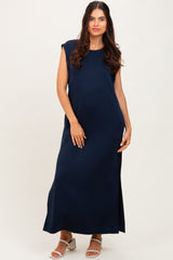 Navy Sleeveless Side Slit Midi Dress