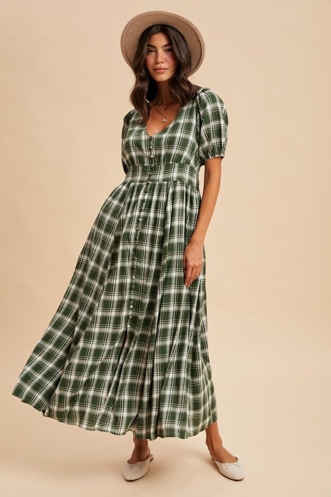 green plaid maxi dress Forest Button Down – PinkBlush Trendy Lime Green Long COL-LACE-2025 34”/53” Size:12 Years