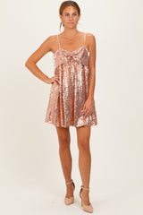 Pink Bow Front Sleeveless Sequin Mini Dress