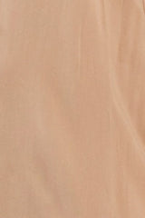 Camel Button Accent Front Slit Midi Dress