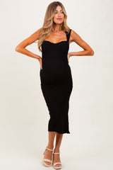 Black Cutout Fitted Maternity Midi Dress