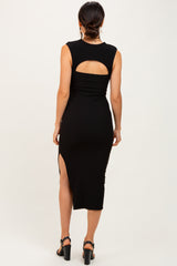 Black Cutout Fitted Midi Dress