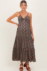 Olive Twist Front Tiered Maternity Midi Dress