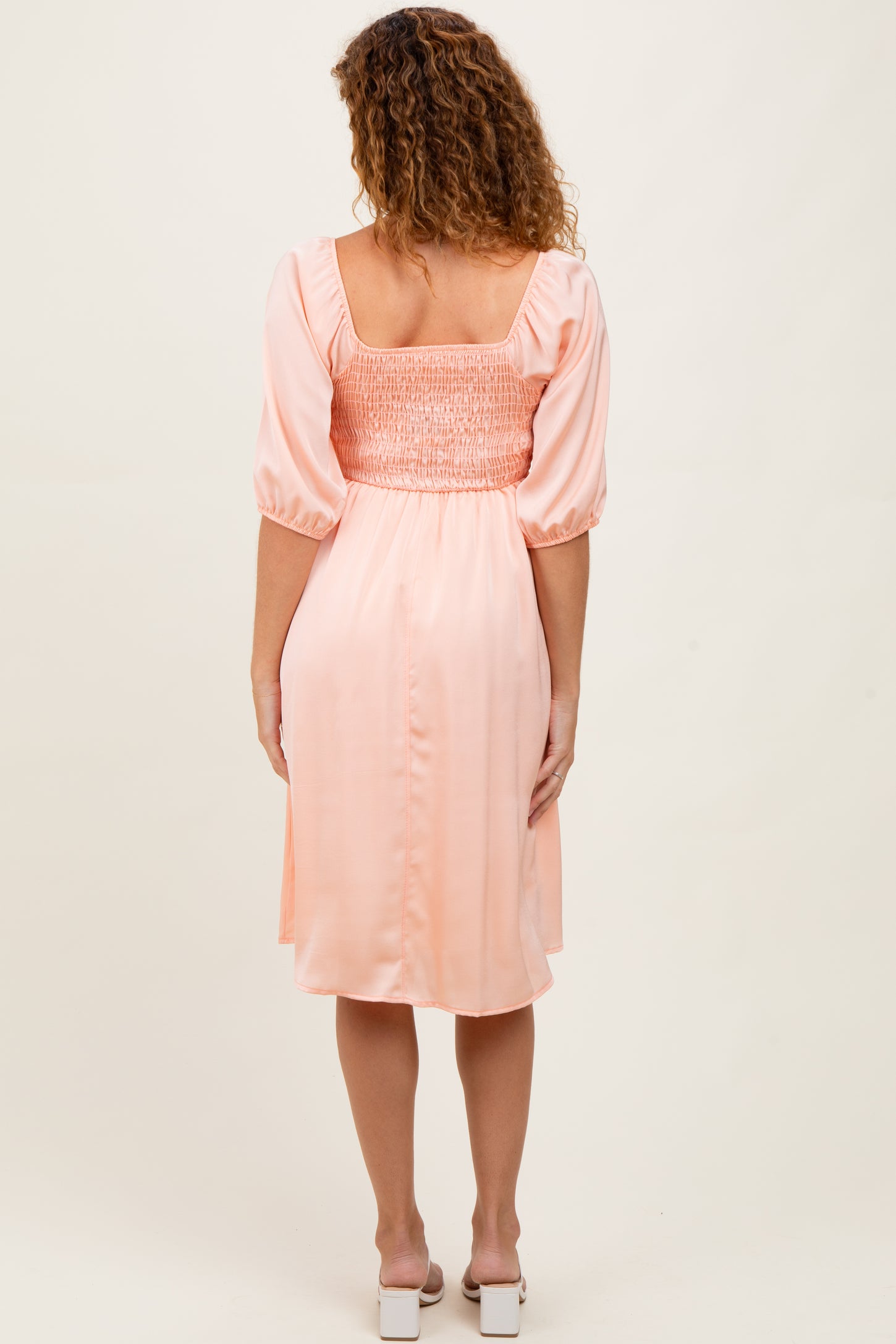 peach satin midi dress ASOS Design - Midi Dress - Women - Polyester - 0 US