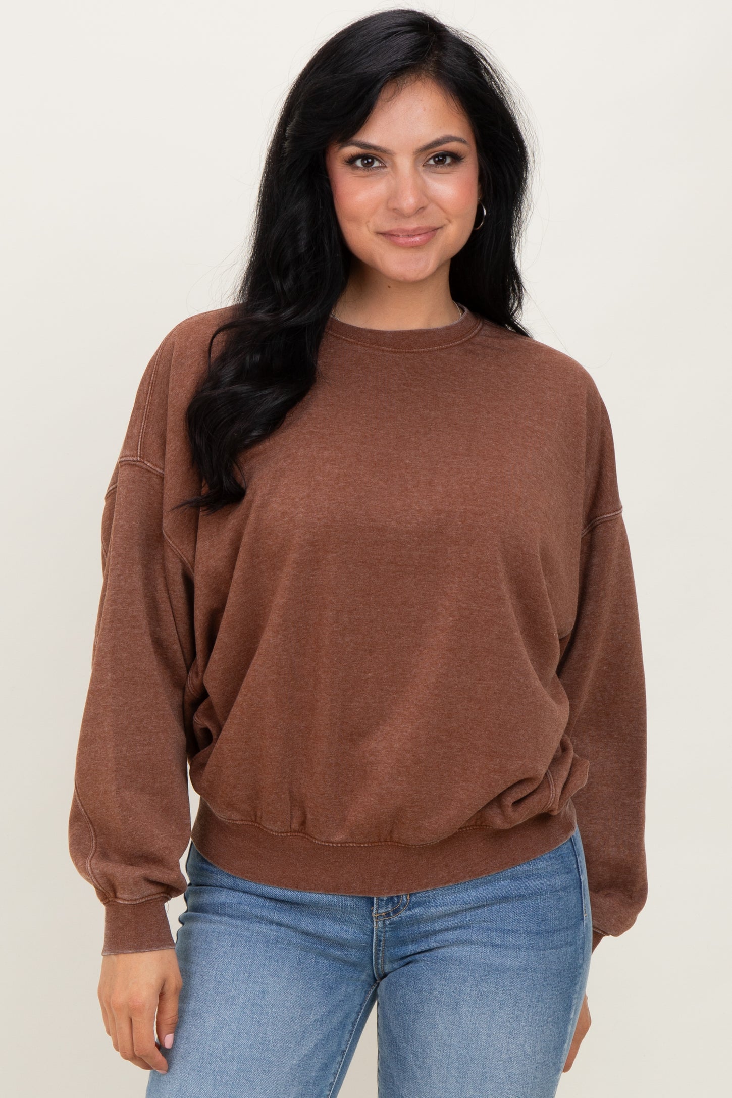 Camel Long Sleeve Maternity Sweatshirt