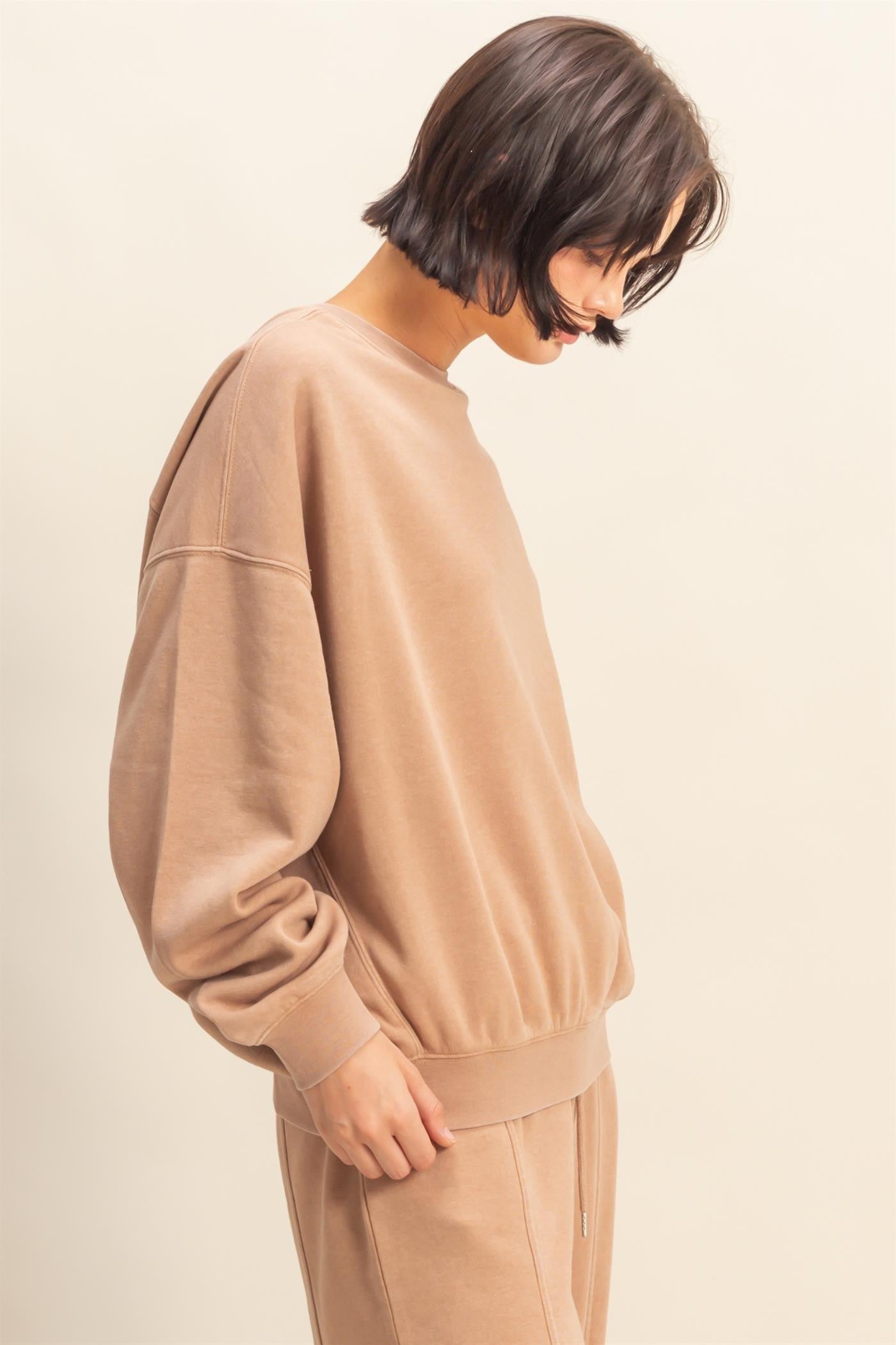 Beige Long Sleeve Sweatshirt