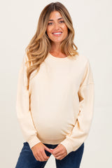 Cream Long Sleeve Maternity Sweatshirt