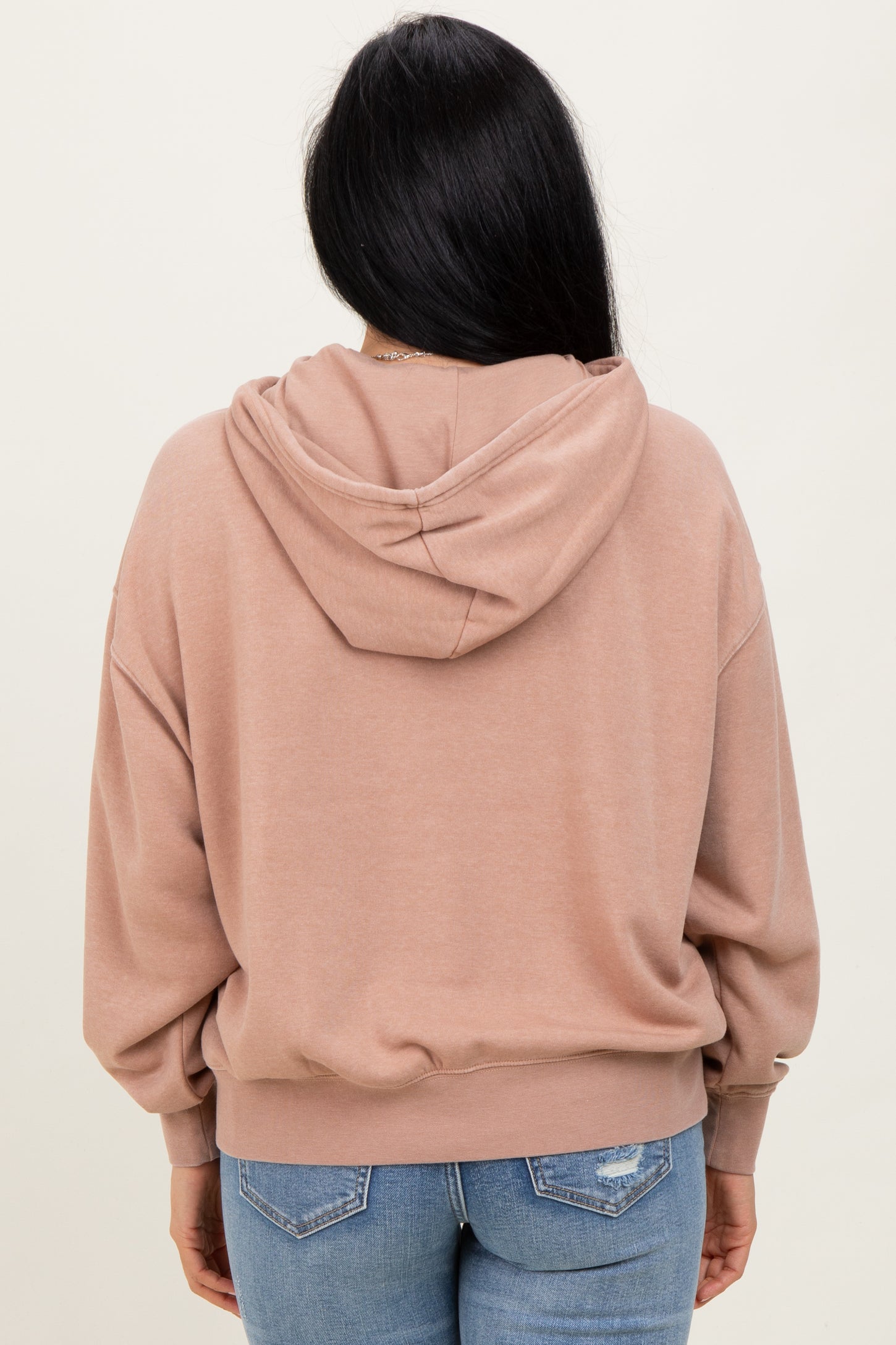 Beige Drop Shoulder Long Sleeve Oversized Hoodie