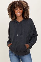 Black Drop Shoulder Long Sleeve Oversized Maternity Hoodie