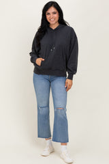 Black Drop Shoulder Long Sleeve Oversized Hoodie