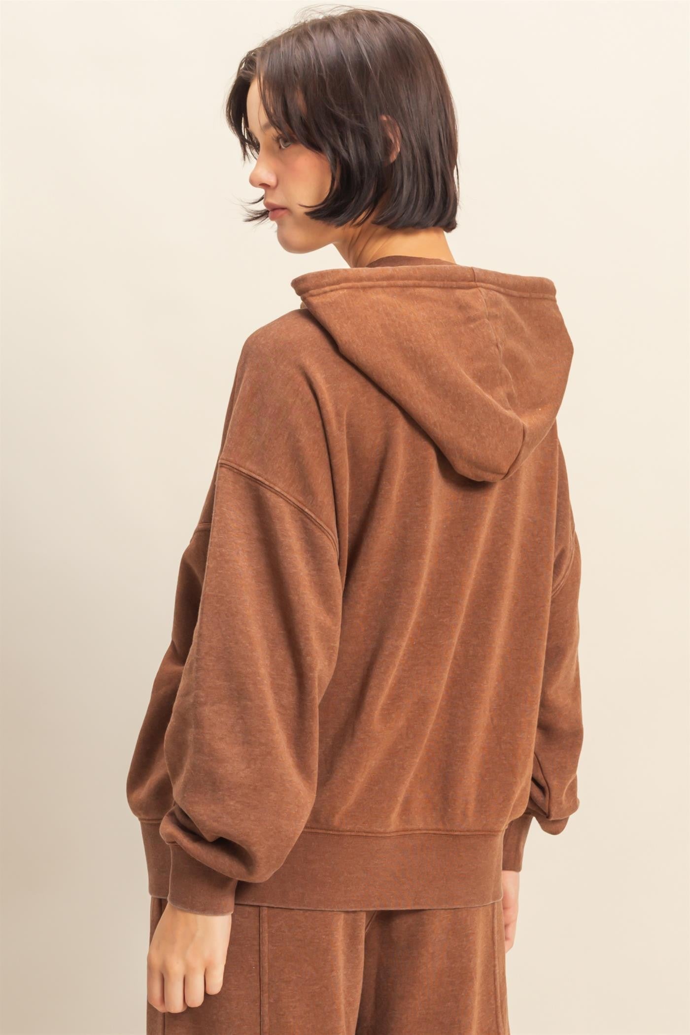 Camel Drop Shoulder Long Sleeve Oversized Hoodie