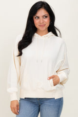 Cream Drop Shoulder Long Sleeve Oversized Hoodie