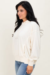 Cream Drop Shoulder Long Sleeve Oversized Hoodie
