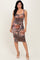 Light Pink Floral Animal Print Cutout Midi Dress