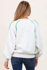 White Heather Green Piping Accent Maternity Sweatshirt
