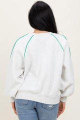 White Heather Green Piping Accent Sweatshirt