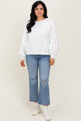 White Heather Pink Piping Accent Sweatshirt