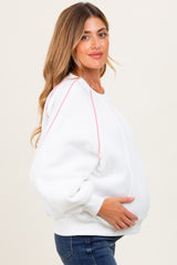 White Heather Pink Piping Accent Maternity Sweatshirt