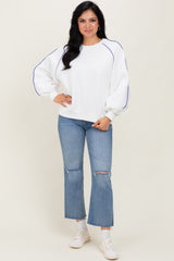 White Heather Blue Piping Accent Maternity Sweatshirt