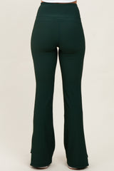 Forest Green Ribbed Split Flare Leggings