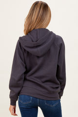 Charcoal Front Zipper Hooded Maternity Sweater